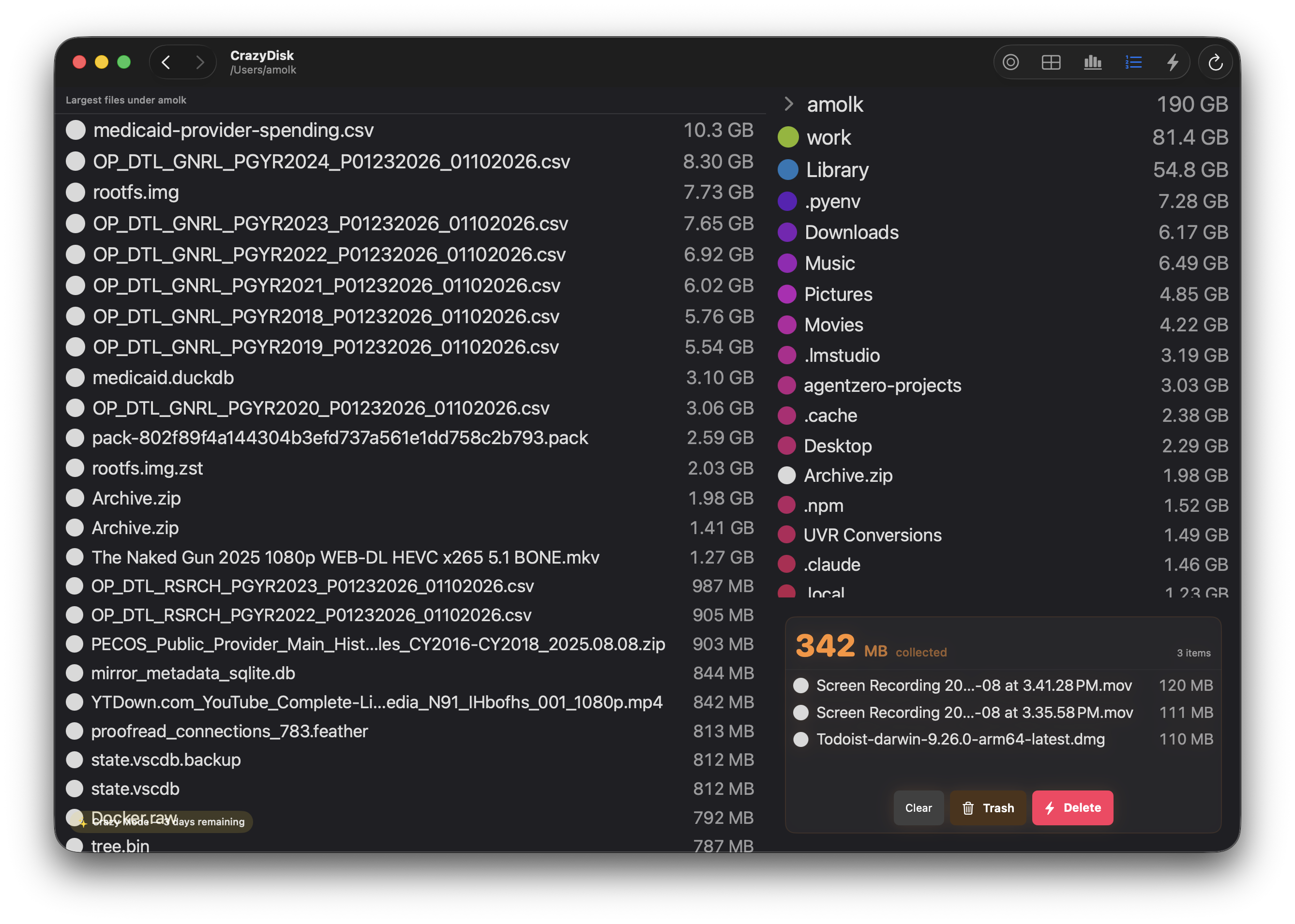 Large files view
